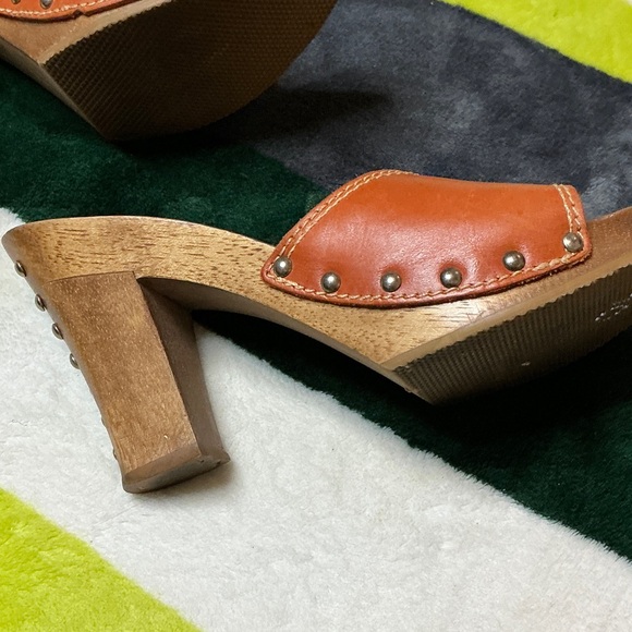 BONGO Women's Orange Leather Mules Size 7 - Picture 8 of 13